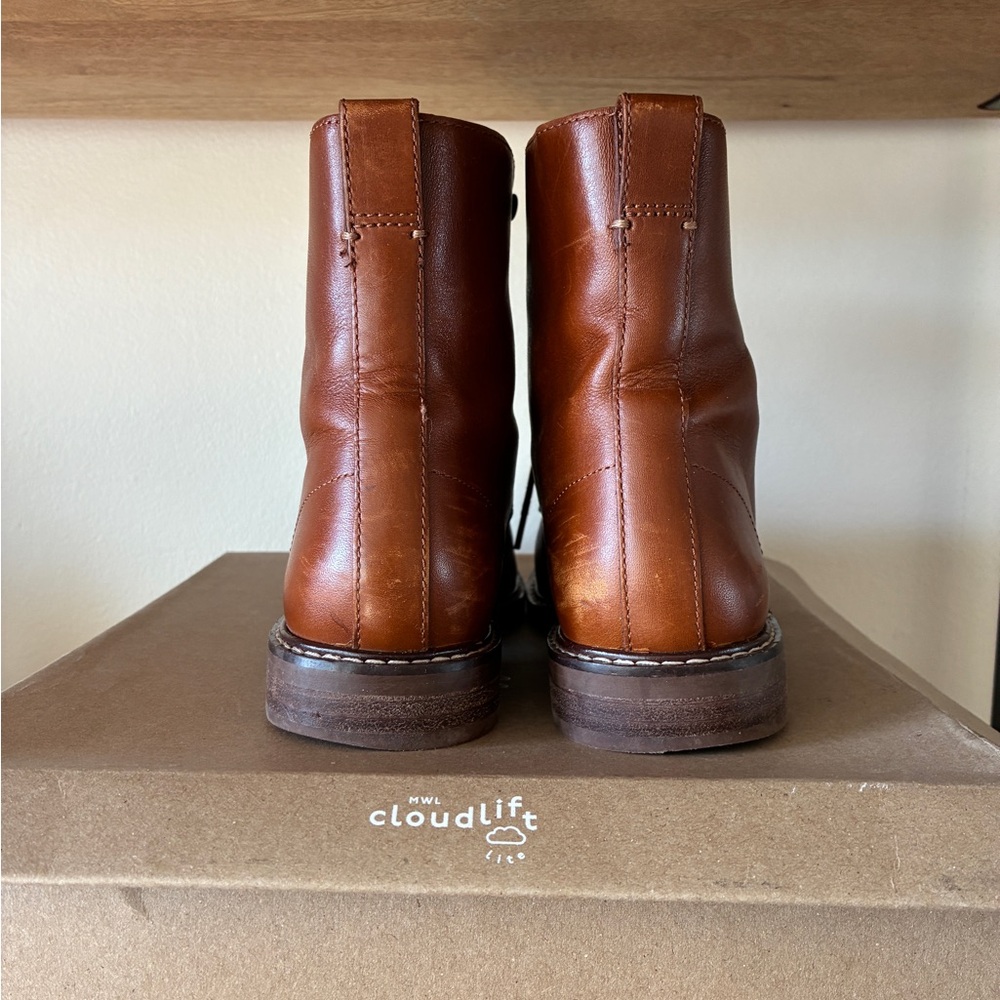 Madewell Women’s Kellie Lace Up Boot Dried Maple Leather Boots - Picture 5 of 10